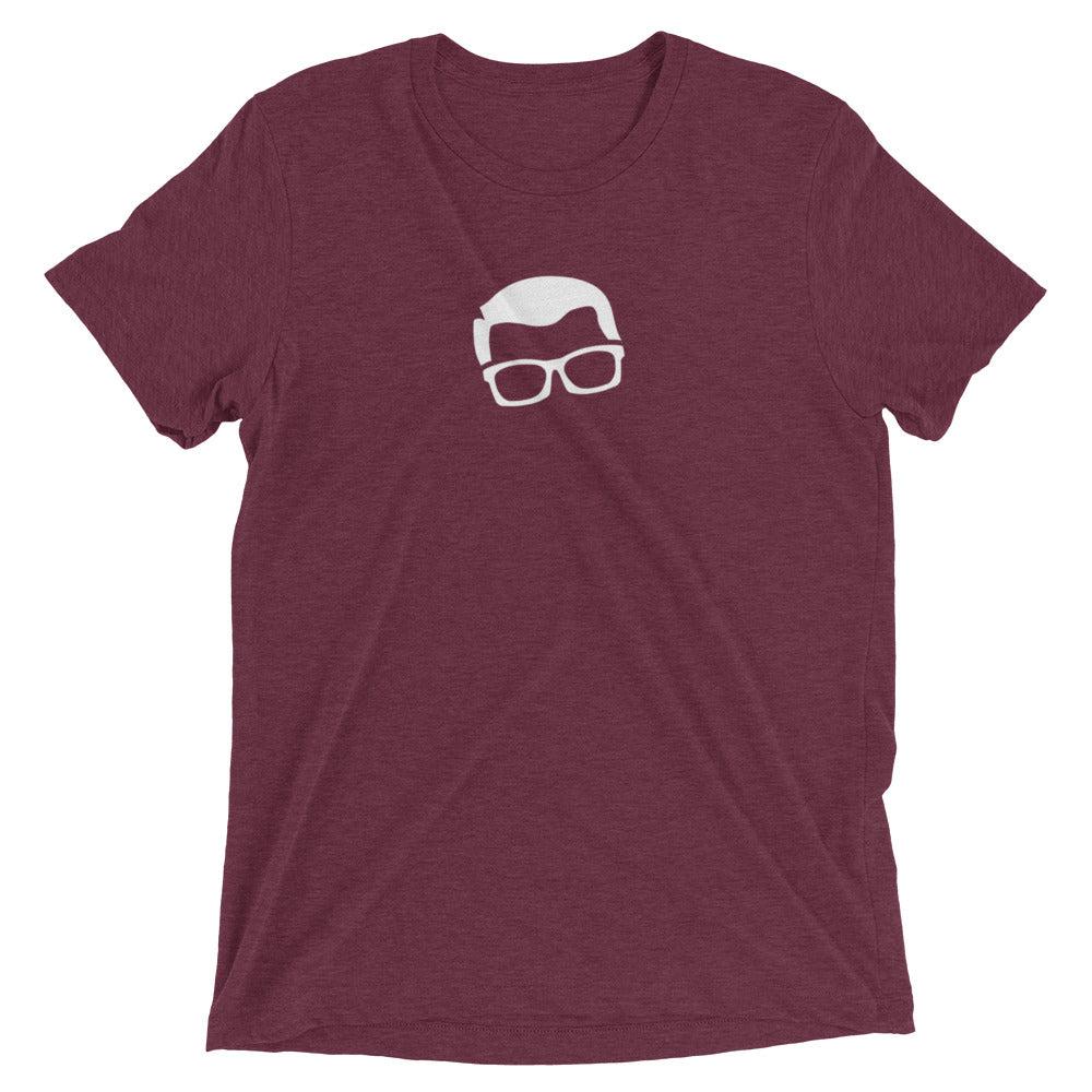 Sprinkler Nerd™ tri-blend t-shirt in Maroon — front view on white background showing color depth, vintage drape, and regular fit styling.
