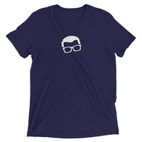 Sprinkler Nerd™ tri-blend t-shirt in Navy — front view on white background showing soft fabric texture and side-seamed silhouette.