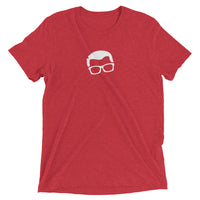 Sprinkler Nerd™ tri-blend t-shirt in Red — front view on white background emphasizing fabric hand, lightweight drape, and fitted silhouette.