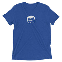 Sprinkler Nerd™ tri-blend t-shirt in True Royal — front view on white background showing vintage fitted silhouette and soft drape of fabric.