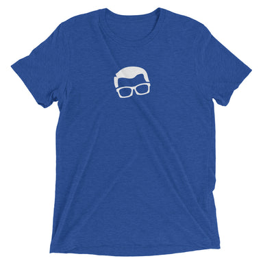 Sprinkler Nerd™ tri-blend t-shirt in True Royal — front view on white background showing vintage fitted silhouette and soft drape of fabric.